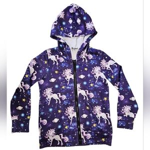 Jxstar Girls Purple Unicorn Hooded Zipup Sz 4-5y